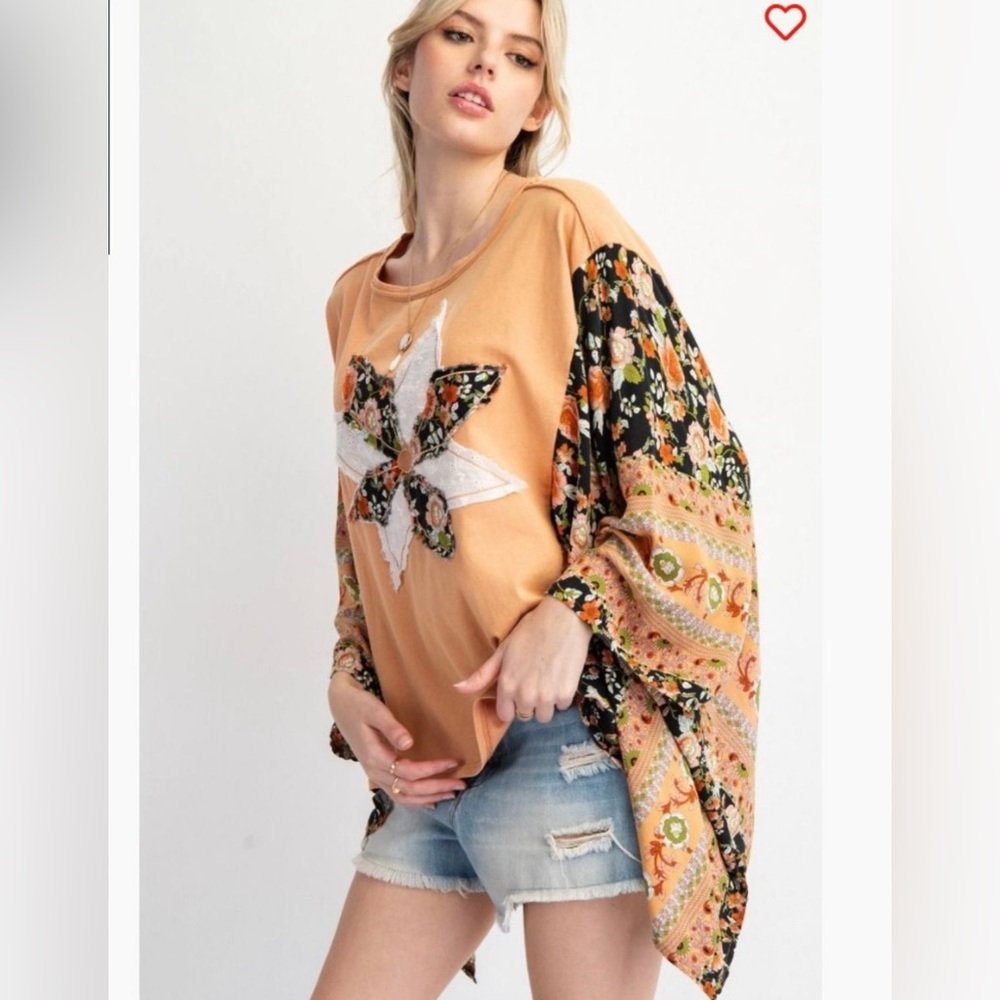 NWOT Easel Fall Patterned Kimono Sleeve Poncho Top